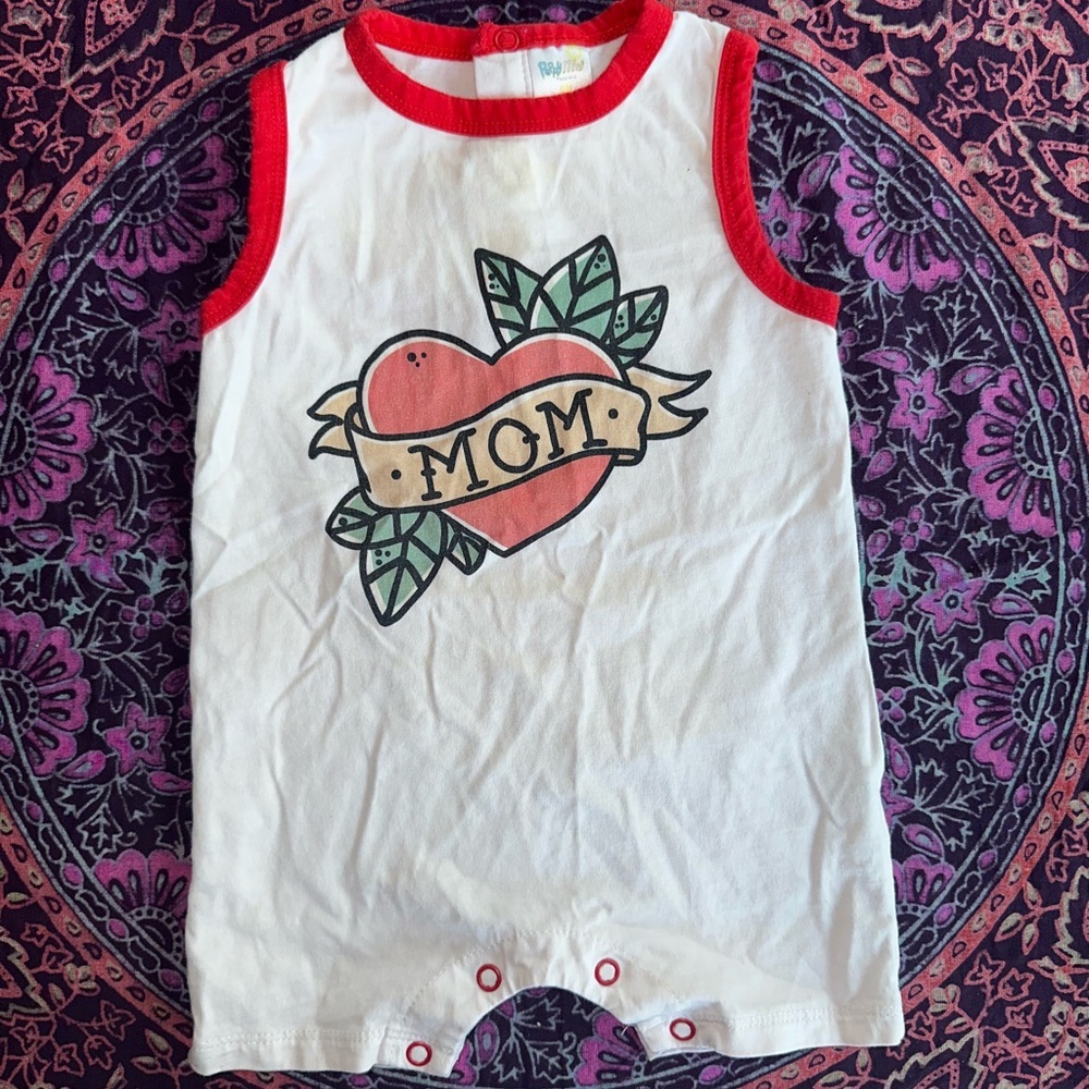 White Sleeveless Baby Romper with Heart Design